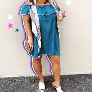 Off Shoulder Denim Dress